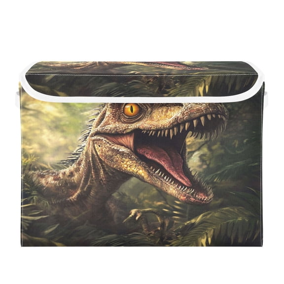 Storage Box With Lid 16.5x12.6x11.8In Foldable Stacked Household Storage Box Cool Big Head Dinosaur