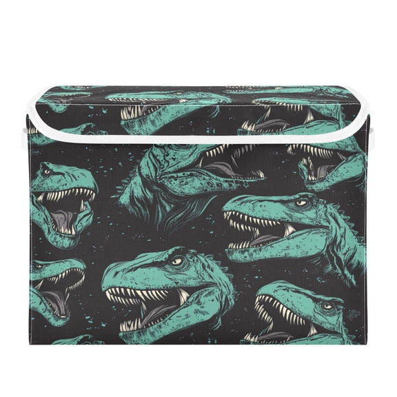Storage Box With Lid 16.5x12.6x11.8In Foldable Stacked Household Storage Box Cool Big Mouth Dinosaur