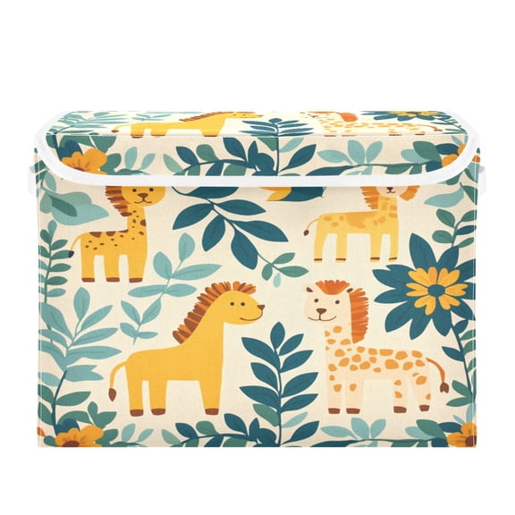 Storage Box With Lid 16.5x12.6x11.8In Foldable Stacked Household Storage Box Cool Cartoon Animals