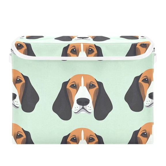 Storage Box With Lid 16.5x12.6x11.8In Foldable Stacked Household Storage Box Cool Cartoon Dog Face