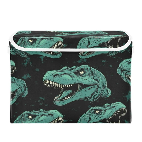 Storage Box With Lid 16.5x12.6x11.8In Foldable Stacked Household Storage Box Cool Dinosaur