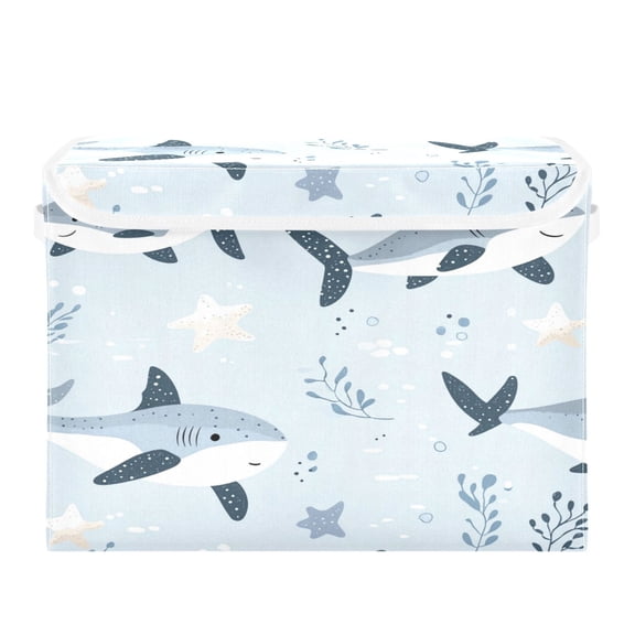 Storage Box With Lid 16.5x12.6x11.8In Foldable Stacked Household Storage Box Cool Shark