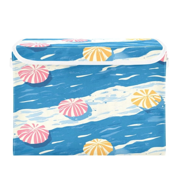 Storage Box With Lid 16.5x12.6x11.8In Foldable Stacked Household Storage Box Cute Beach Umbrella