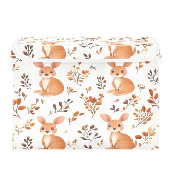 Storage Box With Lid 16.5x12.6x11.8In Foldable Stacked Household Storage Box Cute Cartoon Kangaroo