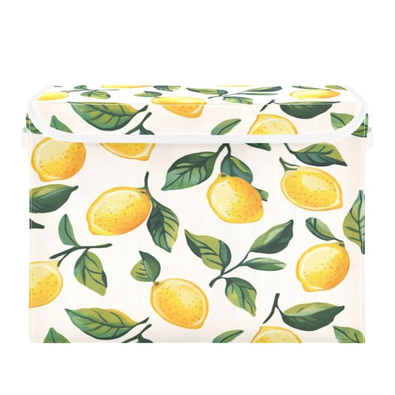 Storage Box With Lid 16.5x12.6x11.8In Foldable Stacked Household Storage Box Cute Cartoon Lemon