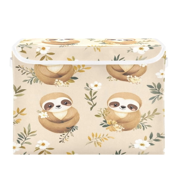 Storage Box With Lid 16.5x12.6x11.8In Foldable Stacked Household Storage Box Cute Cartoon Sloth