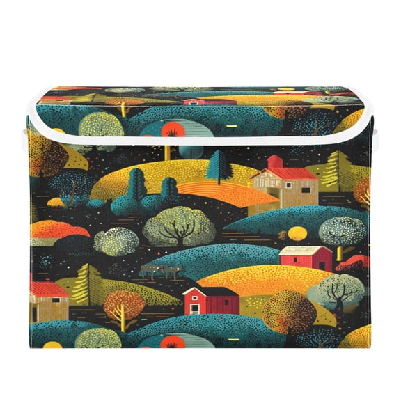Storage Box With Lid 16.5x12.6x11.8In Foldable Stacked Household Storage Box Cute Christmas House