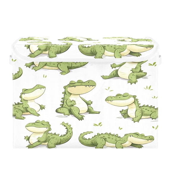 Storage Box With Lid 16.5x12.6x11.8In Foldable Stacked Household Storage Box Cute Crocodile