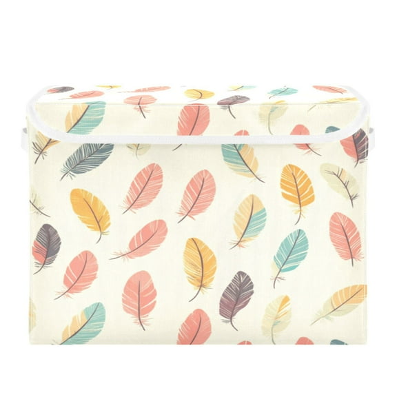 Storage Box With Lid 16.5x12.6x11.8In Foldable Stacked Household Storage Box Cute Feather
