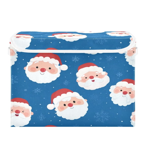 Storage Box With Lid 16.5x12.6x11.8In Foldable Stacked Household Storage Box Cute Santa Claus Face