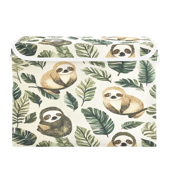 Storage Box With Lid 16.5x12.6x11.8In Foldable Stacked Household Storage Box Cute Sloth Seamless