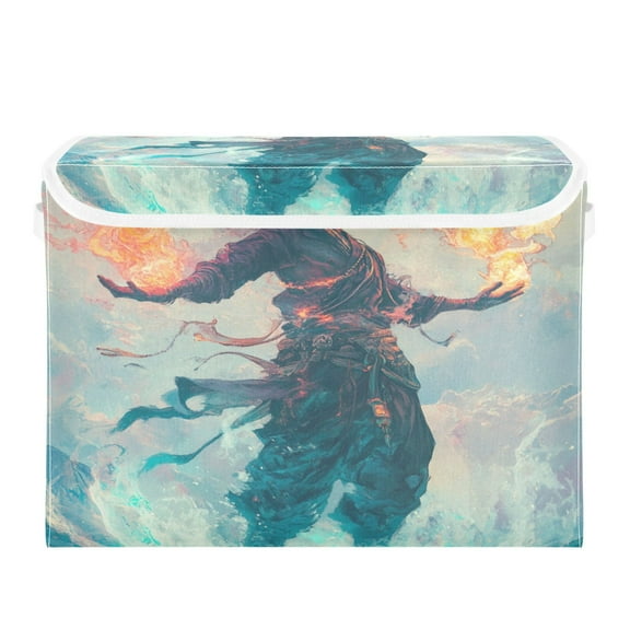 Storage Box With Lid 16.5x12.6x11.8In Foldable Stacked Household Storage Box Fire Man