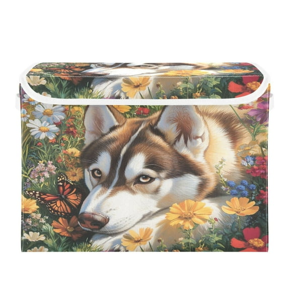 Storage Box With Lid 16.5x12.6x11.8In Foldable Stacked Household Storage Box Garden Husky