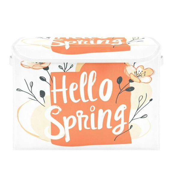 Storage Box With Lid 16.5x12.6x11.8In Foldable Stacked Household Storage Box Hello Spring