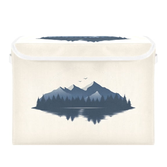 Storage Box With Lid 16.5x12.6x11.8In Foldable Stacked Household Storage Box Ink Mountain
