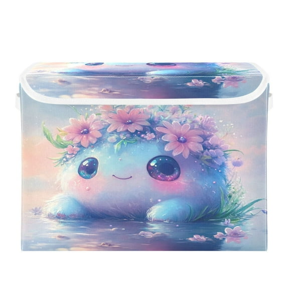 Storage Box With Lid 16.5x12.6x11.8In Foldable Stacked Household Storage Box Little Blue Monster
