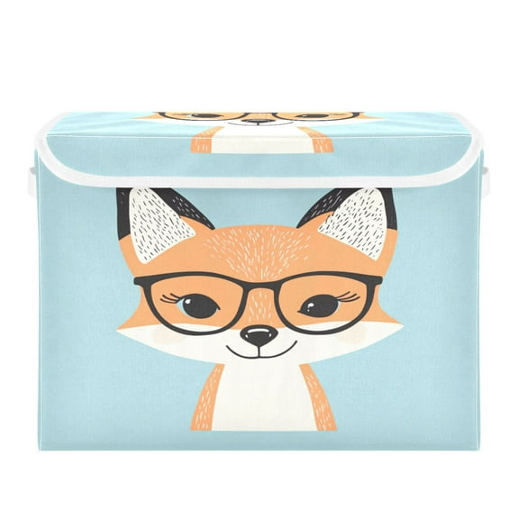 Storage Box With Lid 16.5x12.6x11.8In Foldable Stacked Household Storage Box Little Fox