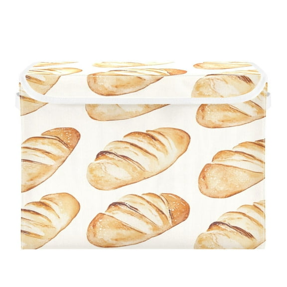 Storage Box With Lid 16.5x12.6x11.8In Foldable Stacked Household Storage Box Lovely Bread