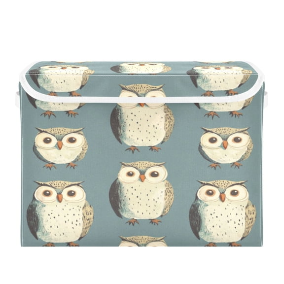 Storage Box With Lid 16.5x12.6x11.8In Foldable Stacked Household Storage Box Lovely Owl
