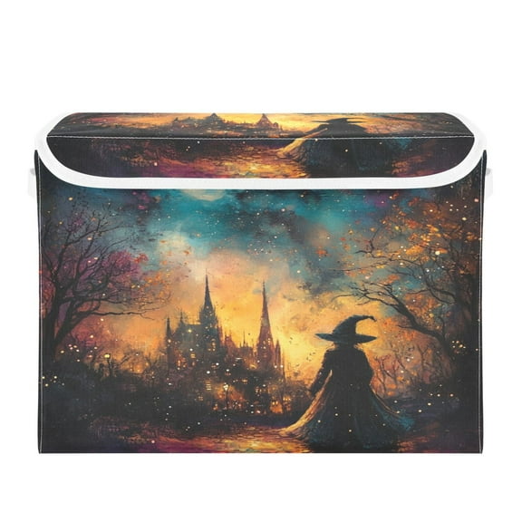 Storage Box With Lid 16.5x12.6x11.8In Foldable Stacked Household Storage Box Magic Witch