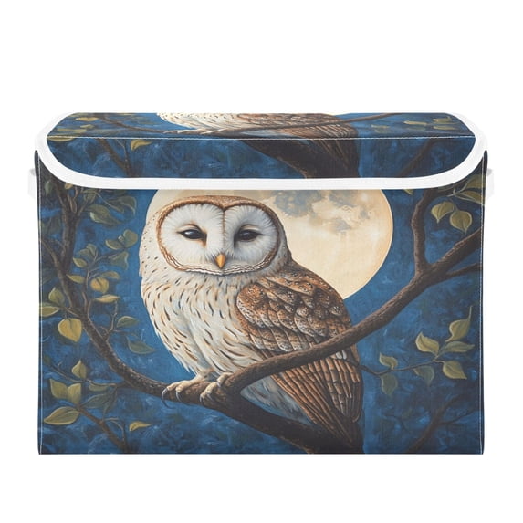 Storage Box With Lid 16.5x12.6x11.8In Foldable Stacked Household Storage Box Moon Owl