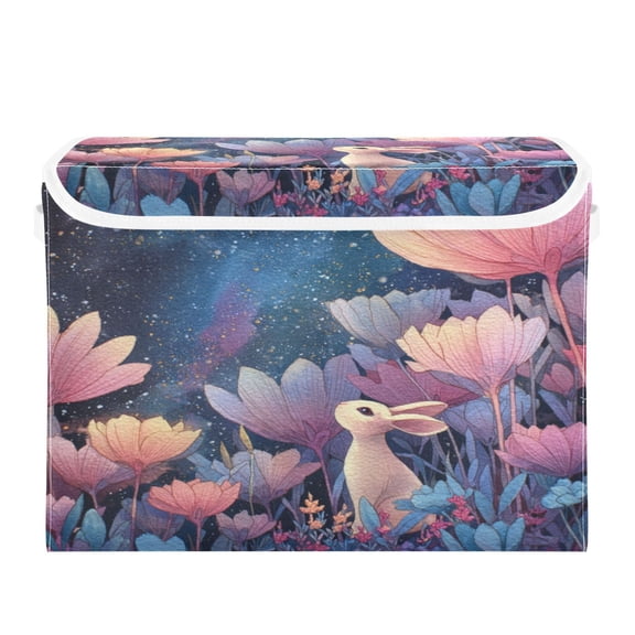 Storage Box With Lid 16.5x12.6x11.8In Foldable Stacked Household Storage Box Night Rabbit