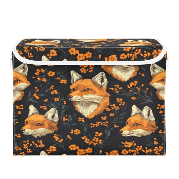 Storage Box With Lid 16.5x12.6x11.8In Foldable Stacked Household Storage Box Orange Fox