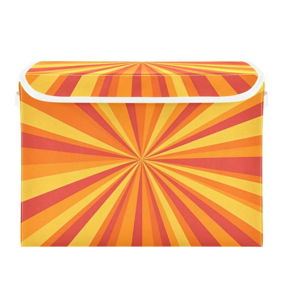 Storage Box With Lid 16.5x12.6x11.8In Foldable Stacked Household Storage Box Orange Stripe