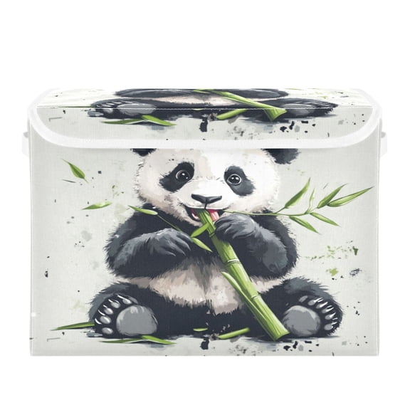 Storage Box With Lid 16.5x12.6x11.8In Foldable Stacked Household Storage Box Panda Pattern