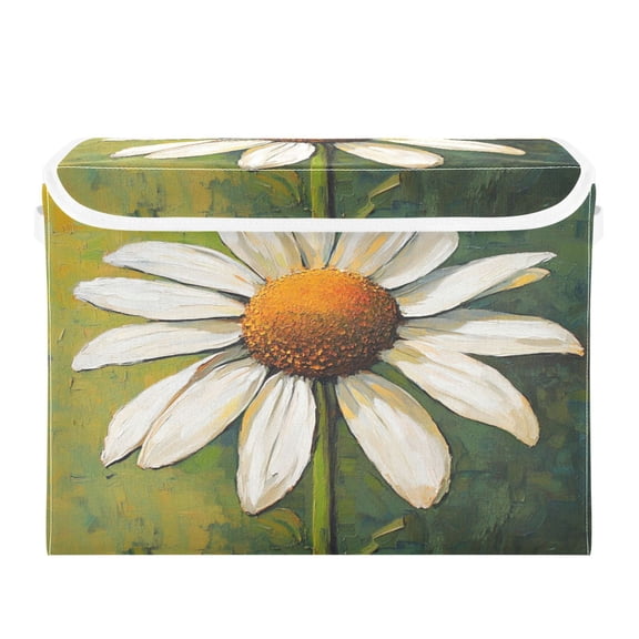 Storage Box With Lid 16.5x12.6x11.8In Foldable Stacked Household Storage Box Picturesque Spring Flower