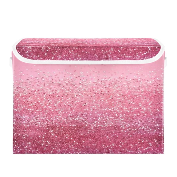 Storage Box With Lid 16.5x12.6x11.8In Foldable Stacked Household Storage Box Pink Beads