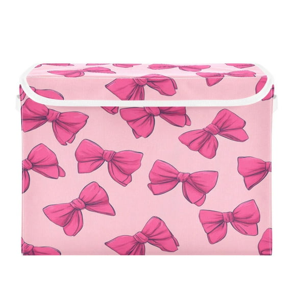Storage Box With Lid 16.5x12.6x11.8In Foldable Stacked Household Storage Box Pink Butterfly Cute