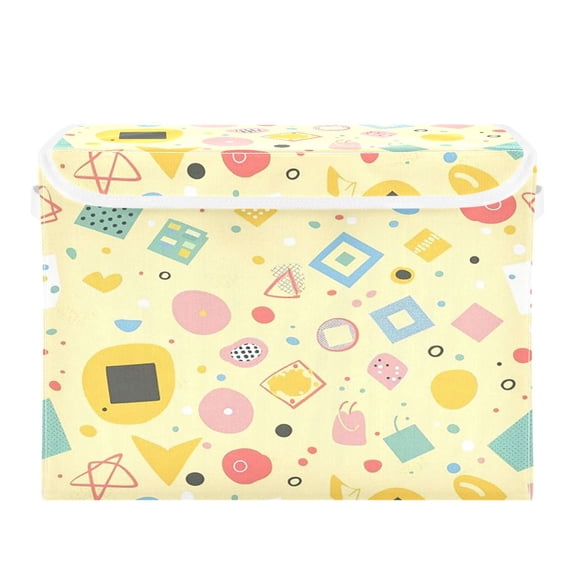 Storage Box With Lid 16.5x12.6x11.8In Foldable Stacked Household Storage Box Pink Large Circles and Polka Dots