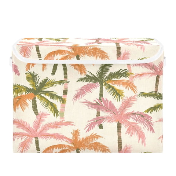 Storage Box With Lid 16.5x12.6x11.8In Foldable Stacked Household Storage Box Pink Tree