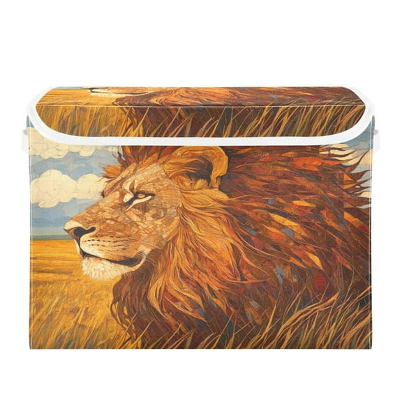 Storage Box With Lid 16.5x12.6x11.8In Foldable Stacked Household Storage Box Prairie Lion