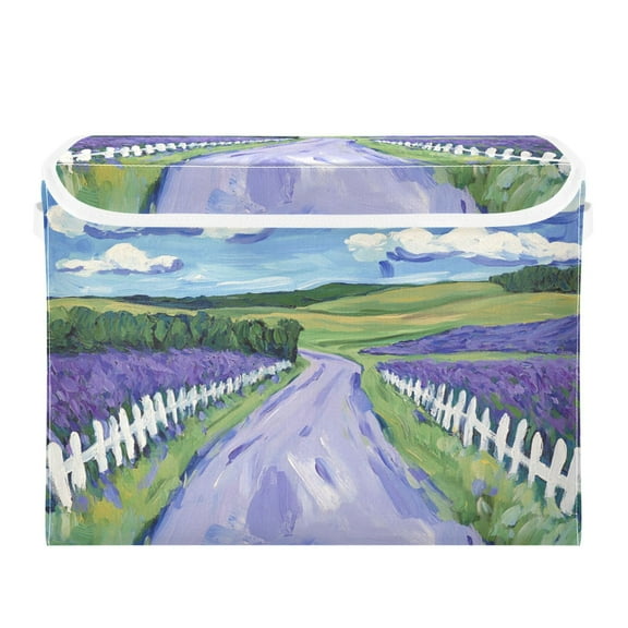 Storage Box With Lid 16.5x12.6x11.8In Foldable Stacked Household Storage Box Pretty Beautiful Road