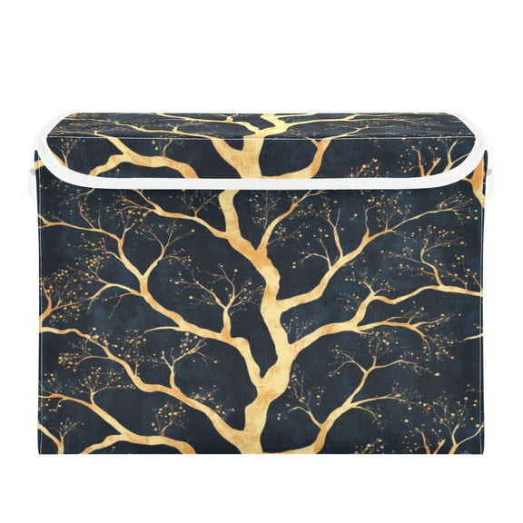 Storage Box With Lid 16.5x12.6x11.8In Foldable Stacked Household Storage Box Pretty Branches