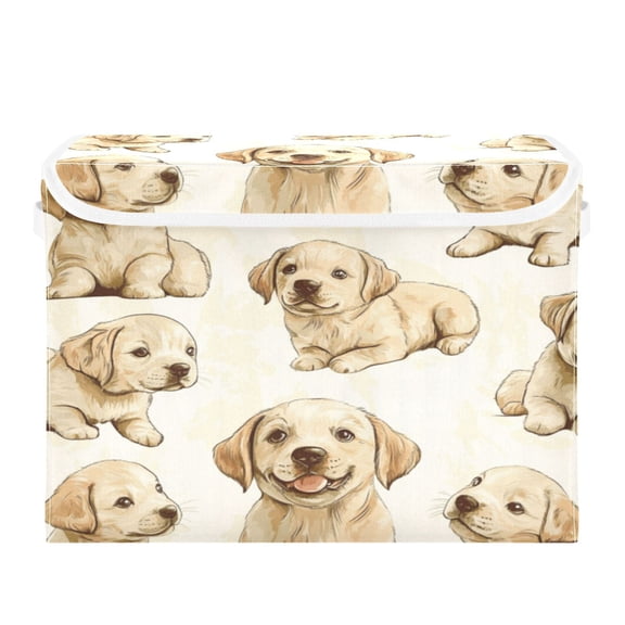 Storage Box With Lid 16.5x12.6x11.8In Foldable Stacked Household Storage Box Pretty Cute Dog