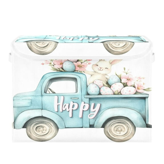 Storage Box With Lid 16.5x12.6x11.8In Foldable Stacked Household Storage Box Pretty Easter Bunny
