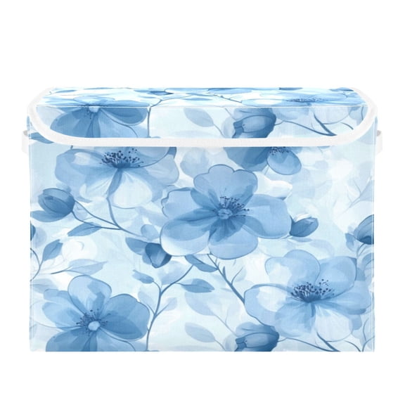 Storage Box With Lid 16.5x12.6x11.8In Foldable Stacked Household Storage Box Pretty Lovely Flowers Seamless