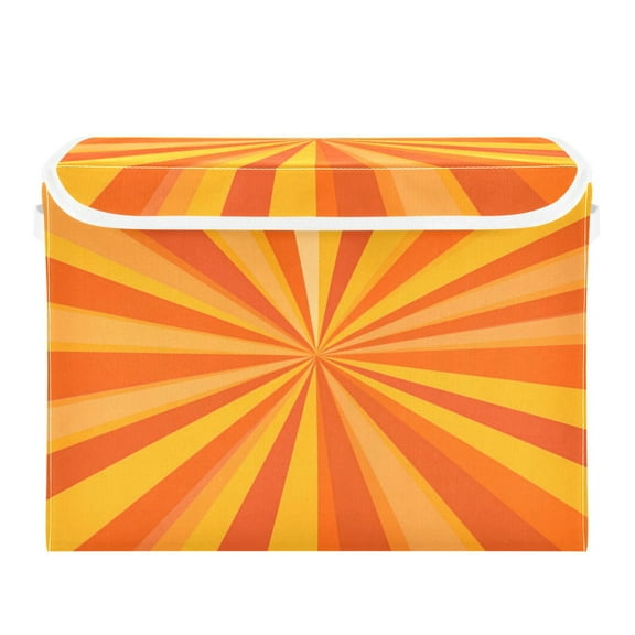 Storage Box With Lid 16.5x12.6x11.8In Foldable Stacked Household Storage Box Pretty Orange Stripes