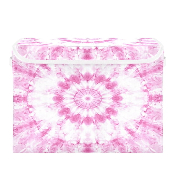Storage Box With Lid 16.5x12.6x11.8In Foldable Stacked Household Storage Box Pretty Pink Tie Dye