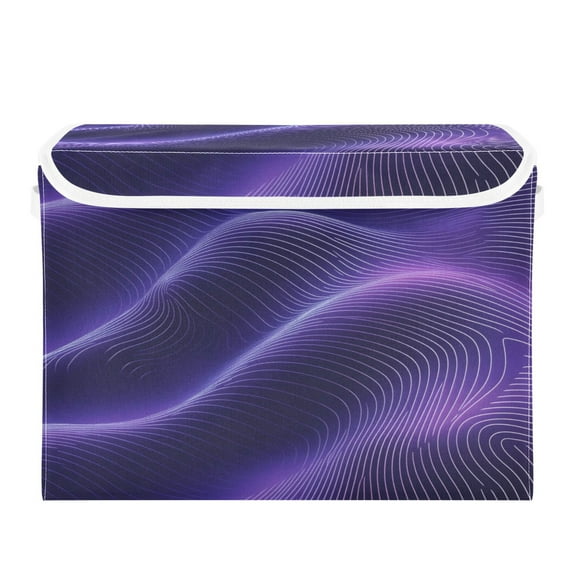 Storage Box With Lid 16.5x12.6x11.8In Foldable Stacked Household Storage Box Pretty Purple Curve