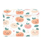 Storage Box With Lid 16.5x12.6x11.8In Foldable Stacked Household Storage Box Pretty Smile Pink Peach