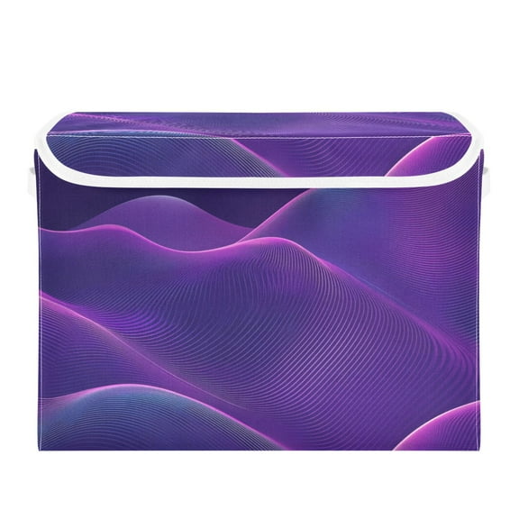 Storage Box With Lid 16.5x12.6x11.8In Foldable Stacked Household Storage Box Purple Curve