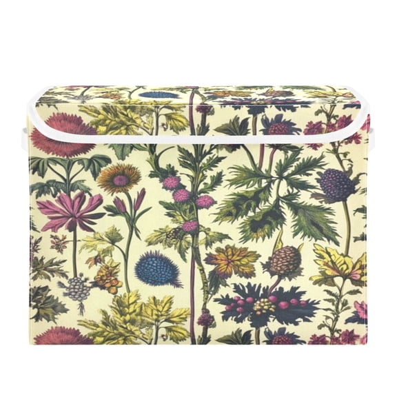 Storage Box With Lid 16.5x12.6x11.8In Foldable Stacked Household Storage Box Purple Flower Clusters