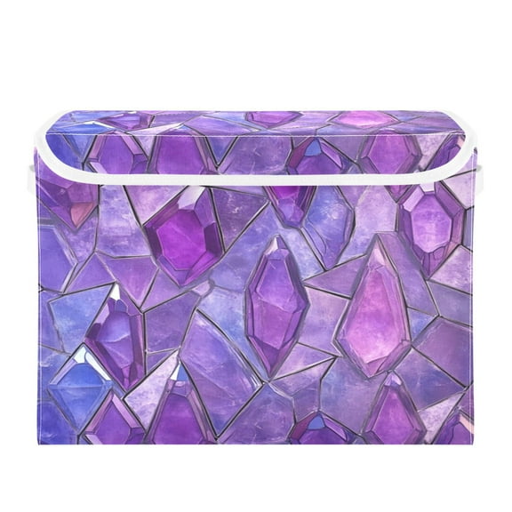 Storage Box With Lid 16.5x12.6x11.8In Foldable Stacked Household Storage Box Purple Gem