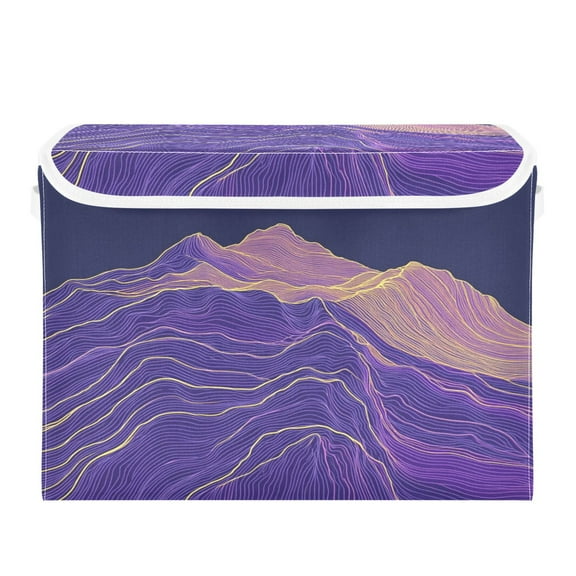 Storage Box With Lid 16.5x12.6x11.8In Foldable Stacked Household Storage Box Purple Line Mountain