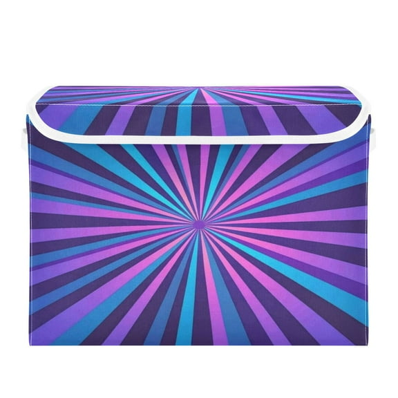 Storage Box With Lid 16.5x12.6x11.8In Foldable Stacked Household Storage Box Purple Line