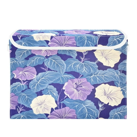 Storage Box With Lid 16.5x12.6x11.8In Foldable Stacked Household Storage Box Purple Morning Glory